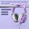 Fones de ouvido de telefone celular Nova chegada linda menina rosa X11 fone de ouvido de gato com microfone RGB luz com fio fone de ouvido para jogos para telefone celular fone de ouvido de computador YQ231120