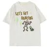 T-shirts pour hommes T-shirt en daim pour hommes Y2K Streetwear Hip Hop Funny Skull Skeleton Print Tshirt Harajuku Casual Loose Cotton Tops à manches courtes