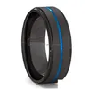 Anéis de banda clássicos masculinos 8mm anéis de casamento preto duplo sulco borda chanfrada padrão de tijolo escovado aço inoxidável para homens dro dhgarden otvsj