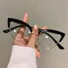 Sunglasses 2023 Vintage Cat Eye Glasses Frame Stylish Semi Metal Rim Women Eyewear Trendy Brand Design Non-prescription Eyeglasses