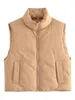 Gilets Femmes Chronstyle Femmes Puffer Gilet Solide Couleur Col Montant Gilet Matelassé Hiver Casual Extérieur Sans Manches Veste Rembourrée Manteau