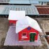 2023 Full printing 4mLx4mW Inflatable Christmas House Inflatable Santa Grotto Room Balloon With Blower For Exhibition And Decoration