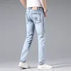 Jeans masculinos designer primavera verão homens finos slim fit europeu americano high-end marca pequena reta dupla o calças F211-3 k47x