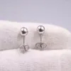 Stud Earrings Marked Pt950 Real Platinum 950 For Women Polish Surface 5mm Ball Simple Style