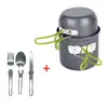 Outdoor Wandern Camping Kochgeschirr Set 1-2 Personen Tragbares Kochgeschirr Picknick Topf Pfannen Schüsseln mit Geschirr Gasherd Camp nbsp;Kochen