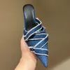 Escarpins pour femmes Toe Toe Baotou pantoufles 4.5cm Kitten Heel Cross strap denim Muller shoes for Style Summer and Spring multi-function designer Sandals With box