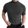 Heren t shirts heren t-shirt dunne ademende mode solide korte mouw bodem shirt zomer strakke fitting voor mannen casual mannelijke tops 5xl