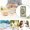 Storage Bags Knitting Needle Case Green Peony Pattern Weaving Tools Organizer Crochet Hooks Knit Sewing Bag