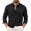 Męskie koszule z krótkim rękawem guziki w dół pionowa koszula w paski męskie mody mody Fash Fasual Long rękaw