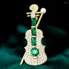 Broches Cuivre Plaqué Or Brillant Couleur Zircon Violon Instrument De Musique Broche Unisexe Hommes Femmes Couples Accessoires De Mode En Gros