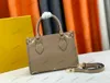 Designer Women Handbag Mini ONTHEGO Tote Bag ON THE GO PM Shoulder Bag 25CM Black/Cream Beige Cognac Brown Gradient Embossed Monograms pattern Purse Wallets