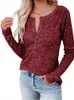 T-shirts pour femmes Fitshinling Buttons up Casual S Autumn Long Mancheve Vêtements féminins Solid Slim Basic Tee Shirt Femme 2023