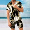 Mens Tracksuits Shorts Set Summer Hawaii Printed Shirts 2 Piece Costume Casual Plus Size Male Clothes 230420