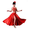 Stage Wear 100-150 cm kinderflamenco Spaanse zigeuner rok meisje buikkostuum meisjes dansjurk koorprestaties jurken