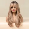 Synthetic Wigs Easihair Long Golden Blonde Ombre Wavy Synthetic Wigs for Women Cute Natural Hair with Bangs Heat Resistant Cosplay 230227