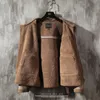 Мужская замшевая кожаная куртка из искусственного меха, зимняя теплая верхняя одежда, свободное пальто из овечьей шерсти с карманами, размер больше M 5XL, падение 231120