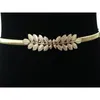 Cinture Simpatiche foglie di ulivo Matrimonio Donna Catena elastica in metallo puro Cintura in vita color argento dorato per donna