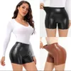 Womens Shorts Women Sexy Faux Leather black Stretch Shorts Girl High waist Beach Shorts YF049#815 230420