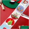 Andere decoratieve stickers 8 ontwerpen 1 Inch Kerstthema Zegel Etiketten Stickers Voor Diy Cadeau Bakken Pakket Envelop Briefpapier Decora Dhdhr