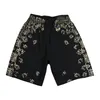 High street men amiryes dark cashew flower print cotton loose drawstring vintage sport shorts