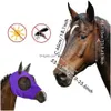 Forniture per piccoli animali 1Pc Maschere per mosche di cavallo Anti zanzara Maglia elastica Viso Lavabile Testa Er Equitazione all'aperto Attrezzatura equestre Drop Dh6Ce