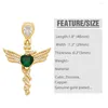 Pendant Necklaces OCESRIO Green Crystal Fairy Necklace Copper Gold Plated Eagle Flower Jewelry Making Component Wholesale Pdta930
