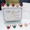 Cleef Fashion Single Gem Clover Women's Charm Designer förlovningsring gåva