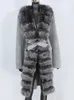 Women's Down Parkas Real Fur Coat Winter Jacka Women Natural Collar Cashmere Wool Blandar Långt yttre Bältesgata för gata 231120