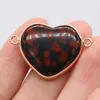 Charms Selling Natural Stone Heart-shaped Gilded Rim Connector DIY Making Bracelet Necklace Jewelry Accessories 25x35 Mm