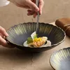 Bowls Hand-painted Golden Sand Lace Soup Bowl Noodles Household Dish Creative El Restaurant Ceramic Tableware Deep