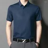 Homens camisetas Verão para Mulberry Homens de Alta Qualidade Negócios Casual Pescoço T-shirt Real Silk Polo Camisa Camisa