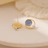Boucles d'oreilles en zircon pour femmes, mode coréenne, vent froid, strass bleu, tendance, accessoires de bijoux, vente en gros, 2023
