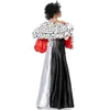Sukienki robocze Halloween impreza ubrania damskie Cosplay Czarny biały kontrast pasek Maxi sukienka plamatyczna mundur kostium karnawałowy
