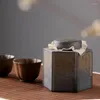 Butelki do przechowywania vintage sześciokątne zamknięte herbatę słoik ceramiczny dekoracyjny fasolka do cukierka pudełko do salonu ozdoby rzemieślnicze dekoracja
