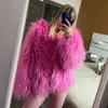 Womens Fur Faux Coat Autumn and Winter Top Fashion Pink Artificial Elegant Thick Warm Jacket 231118