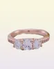Clear Three-Stone Ring Authentic 925 Silver Rose gold plated Wedding Jewelry for CZ diamond girlfriend Gift Rings with Original box4820323