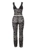 Calças femininas de duas peças Womens Cut Out Lace Macacão Sexy Malha Club Party Hollow Romper Y2K Sem Mangas Ver Através Bodysuit