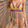 Traje de baño para mujer Ropa de playa para mujer Traje de baño y salidas Vestido para encubrir 2023 Tong Bikini Bata de punto Sling Falda Punto femenino antiguo