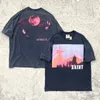 洗浄ブラックTシャツTEES US EURサイズ半袖ティーピンクスタープリントスプリーアTシャツトップコットンヒップホップカジュアルティー