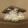 Ceiling Lights Modern Square Flush Mount 42cm E27 Socket Chrome Metal And Crystal Decor Lamps For Living Room Bedroom