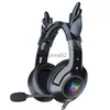 Mobiele telefoon-oortelefoons Surround Computer-oortelefoon Stereo Roze Elandenoor-koptelefoon met Rgb Led-licht Surround Sound Gaming-headset Computeraccessoires YQ231120