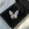 10 kt Cubic Zirconia Butterfly Pierścień Blask krystaliczny Knucle Pierścień Ślubna dla kobiet i dziewcząt (srebrny) z bocznymi kamieniami