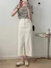 Jupes Beige Blanc Denim Longue Pour Femmes Mode 2023 Maxi Coréen Vêtements D'été Jeans Vintage Élégant Élégant Classique Décontracté Y2k