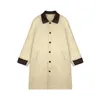 Trench coats femininos contraste meados de comprimento trench coat para o outono novo estilo design estilo leite usar manga comprida roupas femininas