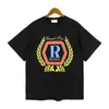 Roupas de moda de grife Tees Hip hop TShirts Estilo High Street Rhude Simples Carta Impressão Casais Soltos Algodão Casual Manga Curta Streetwear Tops Roupas Esportivas