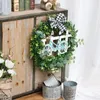 Decorative Flowers Fake Wreath Home Decor Pastoral Style Fence Bike Plaid Bowknot Front Door Wall Window Eucalyptus