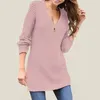 Women's Sweaters Sweater V Neck Zipper Solid Color Long Sleeved Oversized Christmas Fuzz Pullover