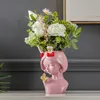 Vases Résine bois fille petit Vase Style Simple visage humain Vase décoration salon chambre fleur Arrangement fleur séchée maison 231120