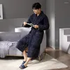 Vêtements de nuit pour hommes Hiver Chaud Douche Robe Homme Épais Peignoir Japonais Corée Matelassé Coton Bain Rayé Plaid Nuit Robes De Chambre Housecoat