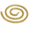 Kedjor hiphop miami kubansk länkkedjan halsband för män rostfritt stål mäns tjocka guldfärg manliga smycken släpp xl778